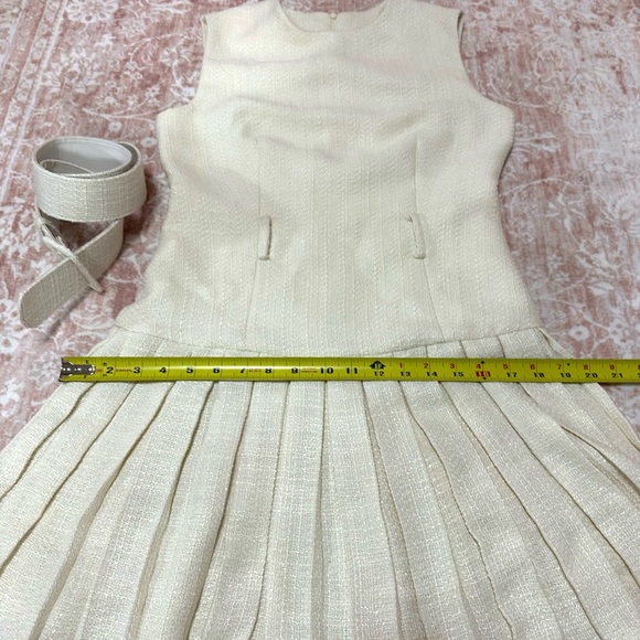 NWT Commense Tweed Pleated Cream Dress - Picture 9 of 14